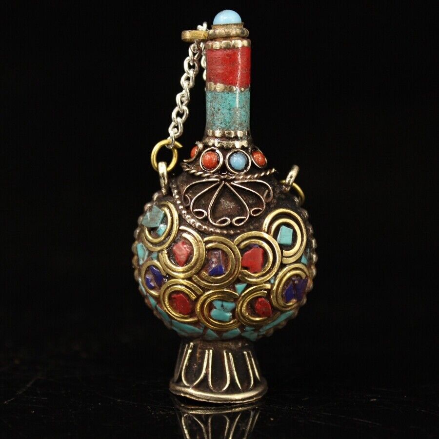 Vintage Collectible Bottles - Коллекция китайских латунных инкрустированных драгоценными камнями,