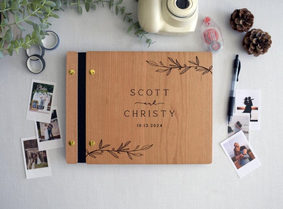 Polaroid Photo Album - Деревянная свадебная гостевая книга Фотоальбом, Деревянная