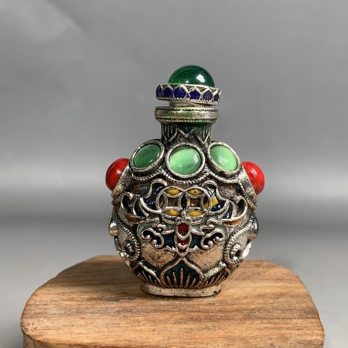 Vintage Collectible Bottles - Винтажная бронзовая табакерка в стиле клуазоне,