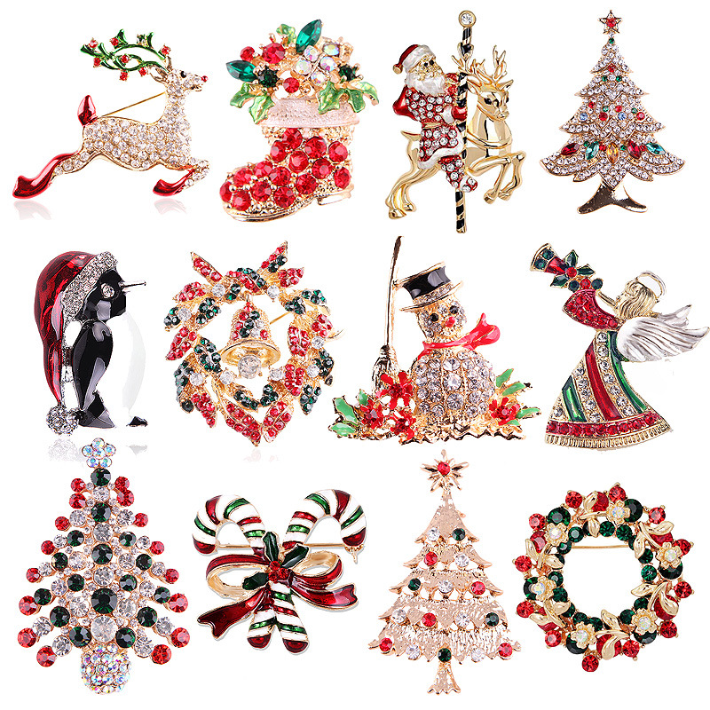 Collectible Vintage Brooches - Винтажная коллекция рождественских брошей со стразами: