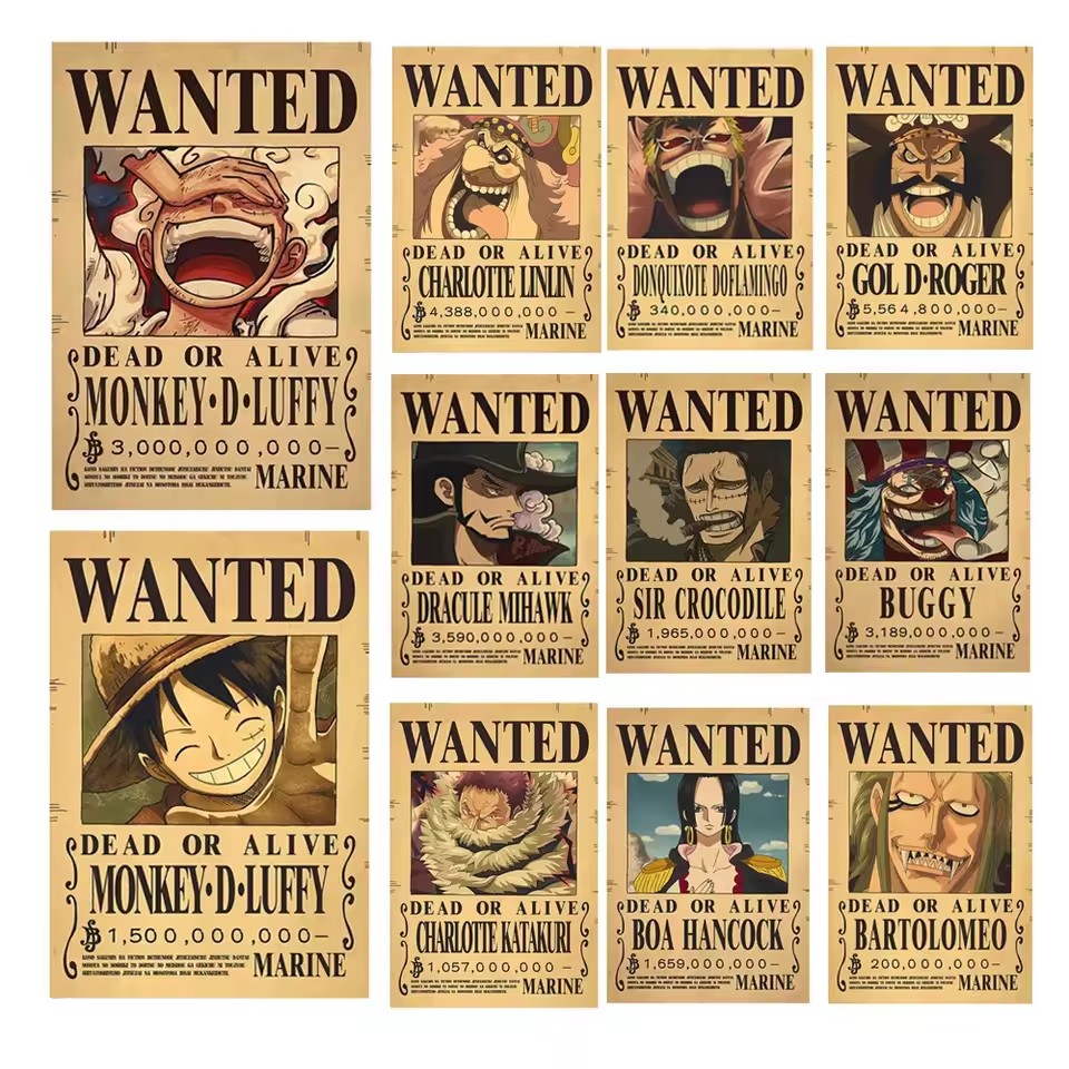 Vintage Toys Collection - Аниме-постеры «One Piece»: плакаты с розыскными