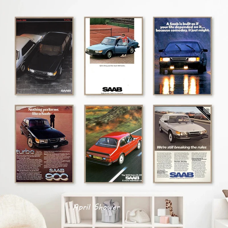 Vintage Collectible Posters - Классический винтажный Saab 900 турбо-автомобили, модный